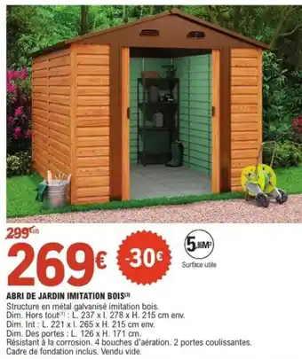 E.Leclerc Abri de jardin imitation bois offre