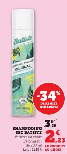 Hyper U BATISTE Shampooing sec offre