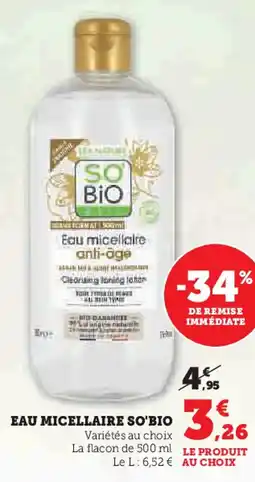 Hyper U SO'BIO Eau micellaire offre