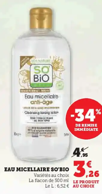 Hyper U SO'BIO Eau micellaire offre