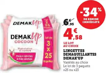 Hyper U DEMAK'UP Lingettes demaquillantes offre