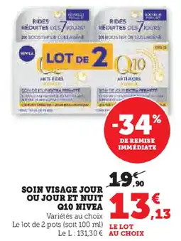 Hyper U NIVEA Soin visage jour ou jour et nuit q10 offre