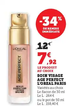 Hyper U L'OREAL PARIS Soin visage age perfect offre