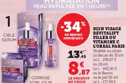 Hyper U L'OREAL PARIS Soin visage revitalift filler ou vitamine c offre