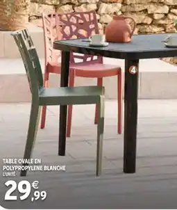 Intermarché Table ovale en polypropylène blanche offre