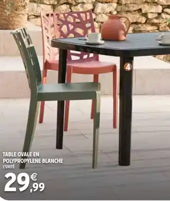 Intermarché Table ovale en polypropylène blanche offre