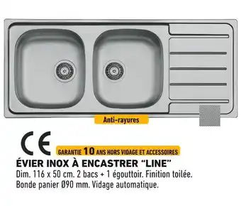 Brico Cash Évier inox à encastrer line offre