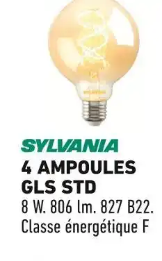 Brico Cash SYLVANIA 4 AMPOULES GLS STD offre