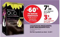 Hyper U GARNIER Coloration permanente sans ammoniaque olia offre