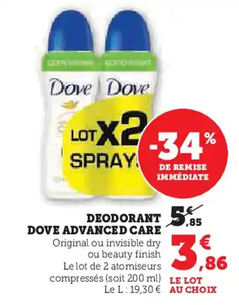 Hyper U DOVE Deodorant advanced care offre