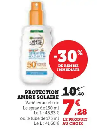 Hyper U GARNIER Protection ambre solaire offre