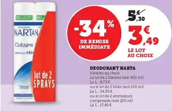 Hyper U NARTA Deodorant offre