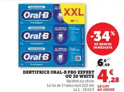 Hyper U ORAL-B Dentifrice pro expert ou 3d white offre