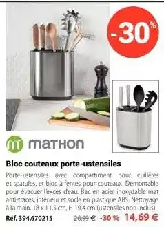 Mathon Bloc couteaux porte-ustensiles offre