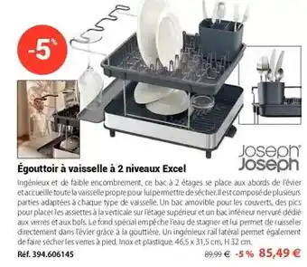 Mathon Joseph joseph - égouttoi à vaisselle à 2 niveaux excel offre