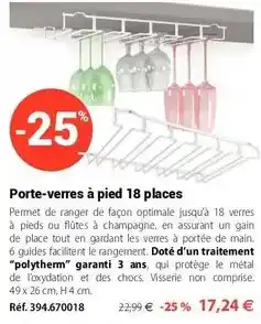 Mathon Porte-verres à pied 18 places offre