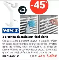 Mathon Wenko - 3 crochets de radiateur flexi blanc offre