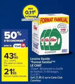 Carrefour La queue du chat - lessive liquide format familial offre