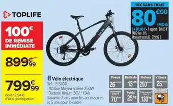 Carrefour Toplife - vélo électrique offre