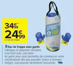 Carrefour Sac de frappe avec gants offre