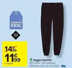 Carrefour Tex - jogger homme offre