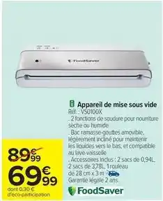 Carrefour Appareil de mise sous vide réf.: sv5100x offre