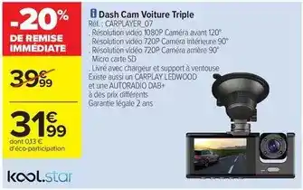 Carrefour Dash - cam voiture triple offre