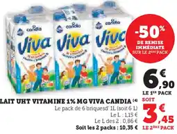 Super U Lait uht vitamine 1% mg viva candia offre