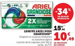 Super U Lessive ariel pods grandiose offre