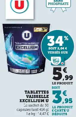 Super U Tablettes vaisselle excellium u offre