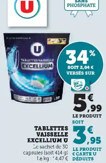 Super U Tablettes vaisselle excellium u offre