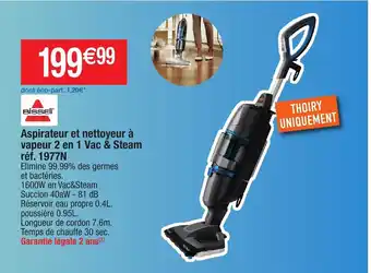 Migros Aspirateur Et Nettoyeur à Vapeur 2 en 1 Vac & Steam offre