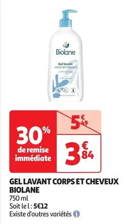 Auchan Gel lavant corps et cheveux biolane offre