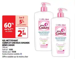 Auchan Gel nettoyant corps et cheveux amande bébé cadum offre