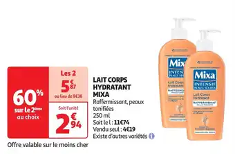 Auchan Lait corps hydratant mixa offre