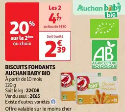 Auchan Biscuits fondants auchan baby bio offre