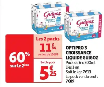 Auchan Optipro 3 croissance liquide guigoz offre