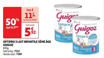 Auchan Optipro 3 lait infantile 3ème âge guigoz offre