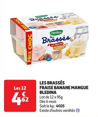 Auchan Les brassés fraise banane mangue bledina offre