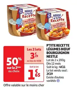 Auchan P'tite recette légumes bœuf bourguignon nestle offre