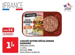 Auchan 2 hachés au porc spécial burger madrange offre