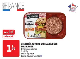 Auchan 2 hachés au porc spécial burger madrange offre