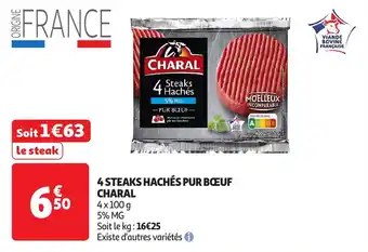 Auchan 4 steaks hachés pur boœuf charal offre