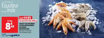 Auchan Crevettes entières cuites réfrigérées ou crues décongelées offre