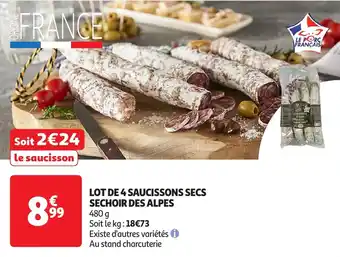 Auchan Lot de 4 saucissons secs sechoir des alpes offre