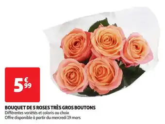 Auchan Bouquet de 5 roses très gros boutons offre