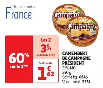 Auchan Camembert de campagne président offre