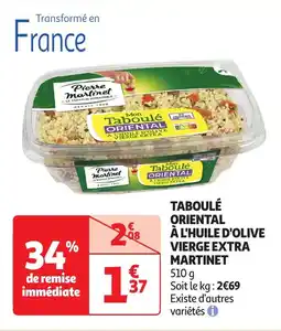 Auchan Taboulé oriental à l'huile d'olive vierge extra martinet offre