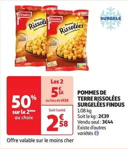 Auchan Pommes de terre rissolées surgelées findus offre