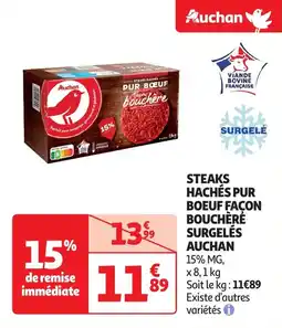 Auchan Steaks hachés pur boeuf façon bouchère surgelés auchan offre